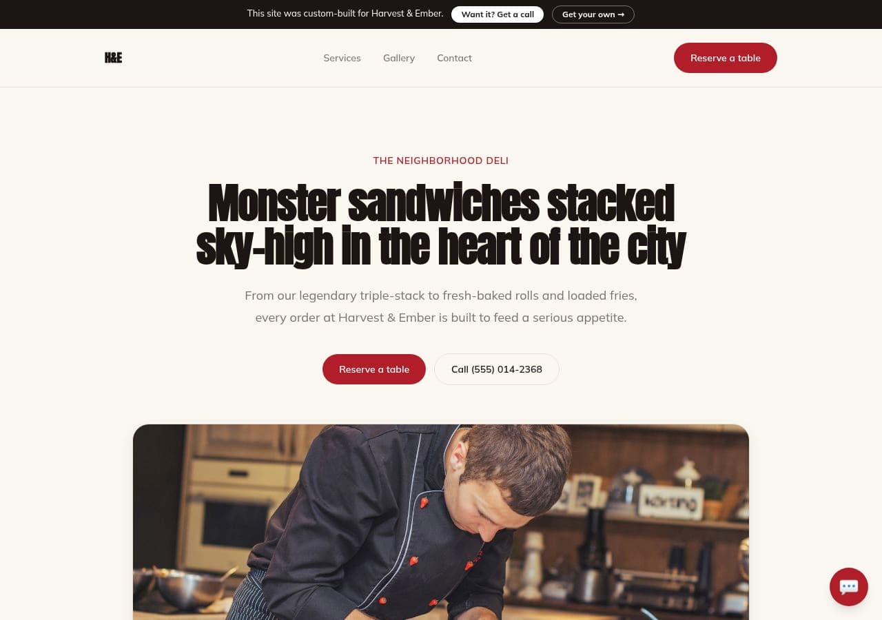 Restaurants website example
