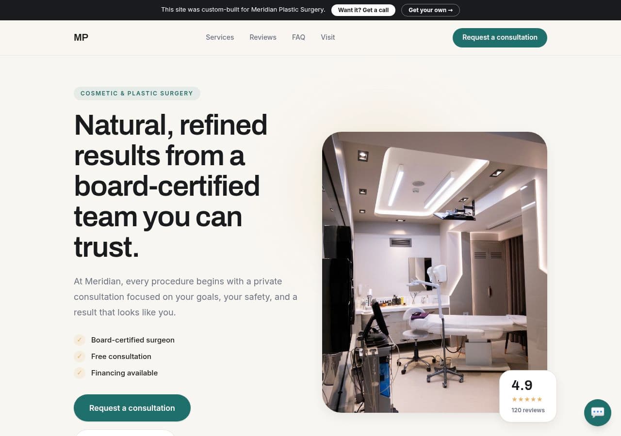 Plastic Surgeons website example