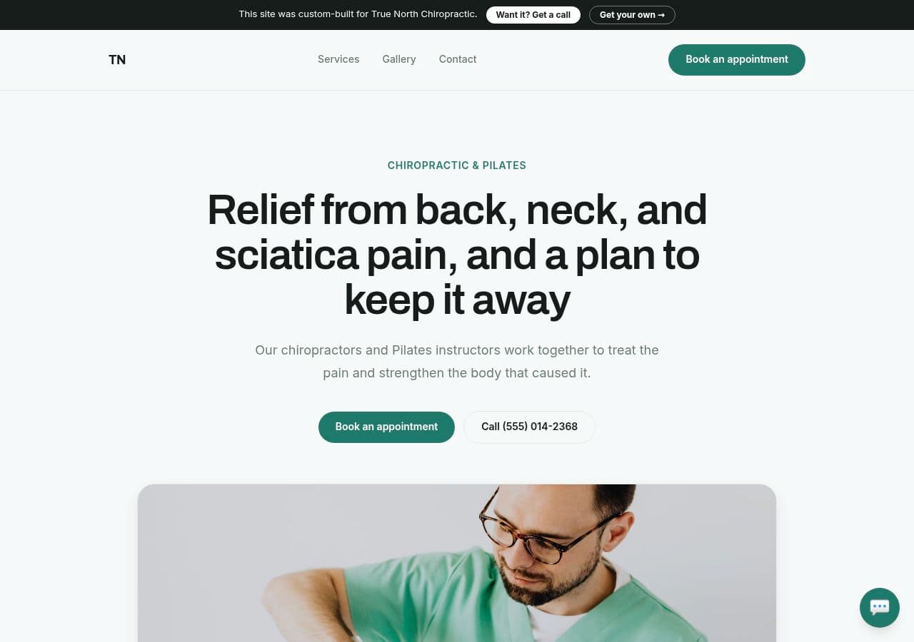Chiropractors website example